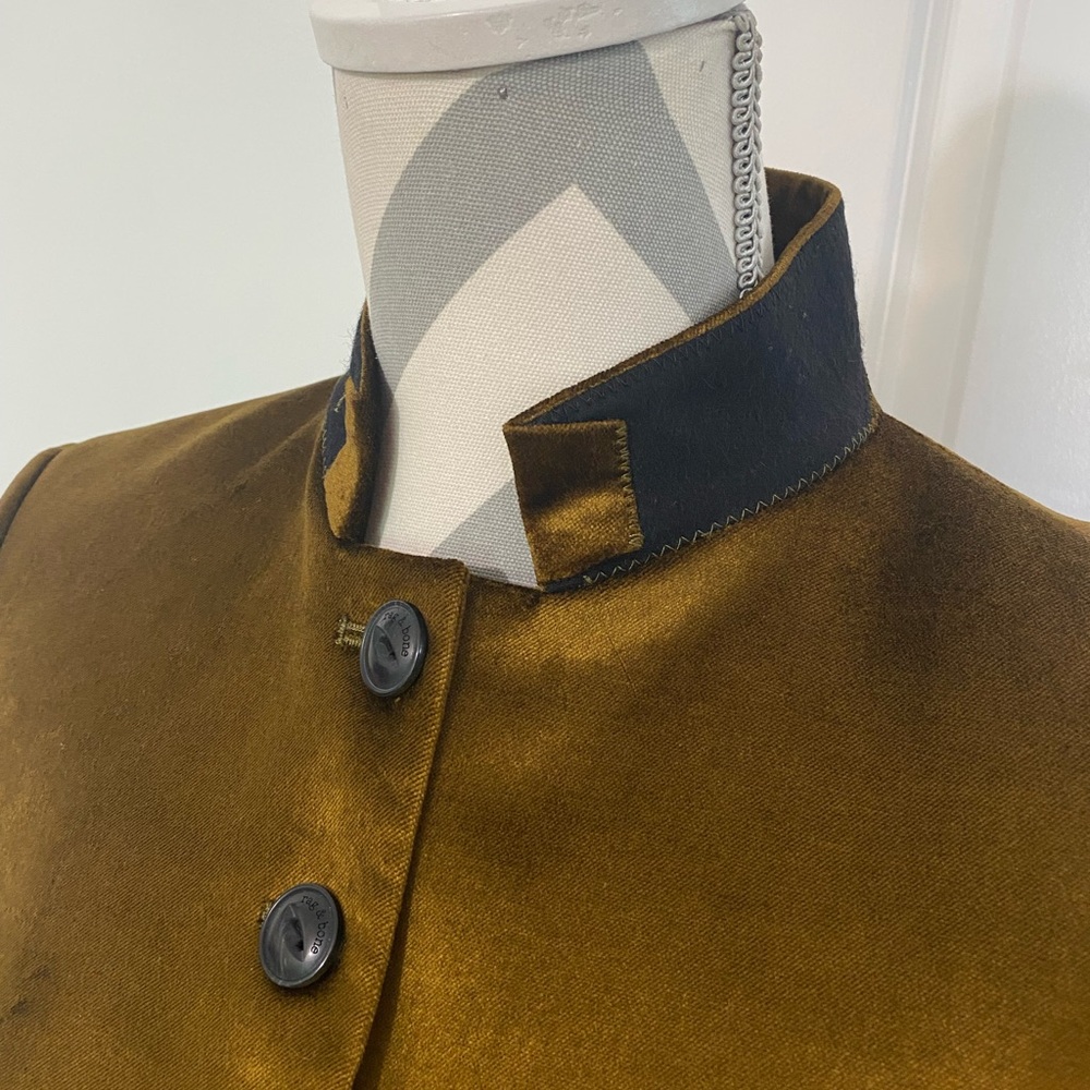 rag & bone Olive Green Velvet Military-Style Blazer - Picture 5 of 12